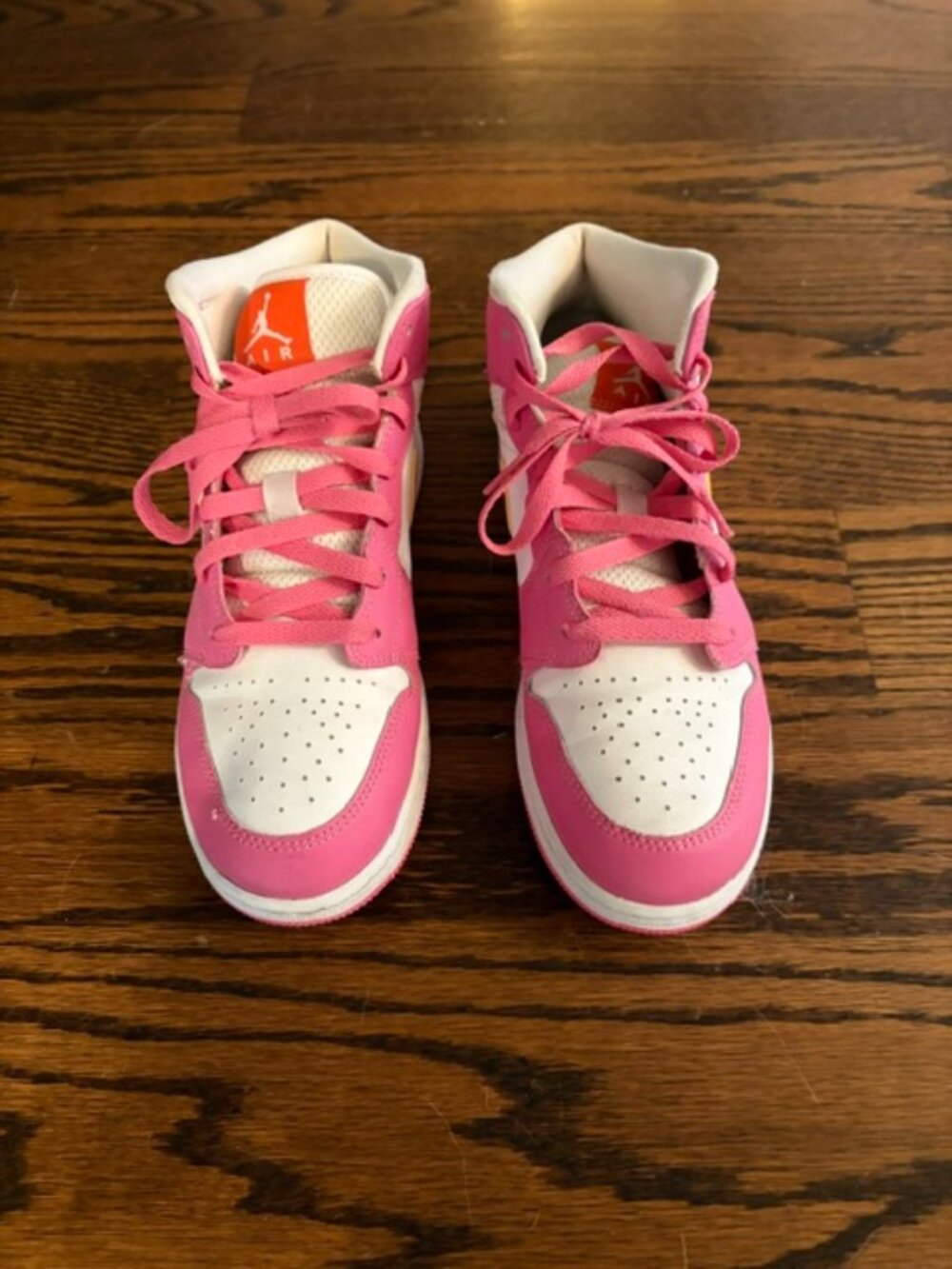 Nike Air Jordan 1 Mid Pinksicle Orange Sneakers - Size 7Y